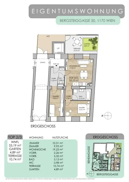 Urbaner Wohnkomfort mit Freifläche - 3 Zimmer Rarität in der Bergsteiggasse