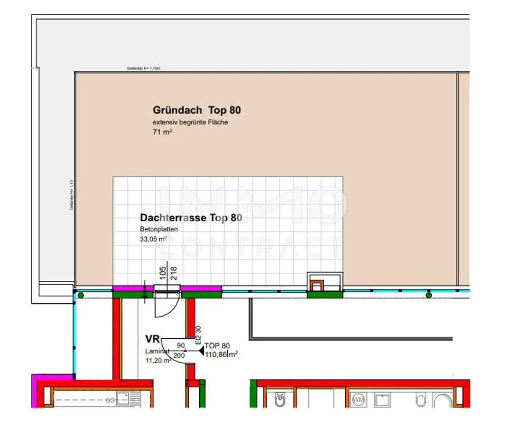 111,21qm 4ZI- PENTHOUSE 33,05qm Terrasse, 71qm Gründach u. 28,58qm Balkon