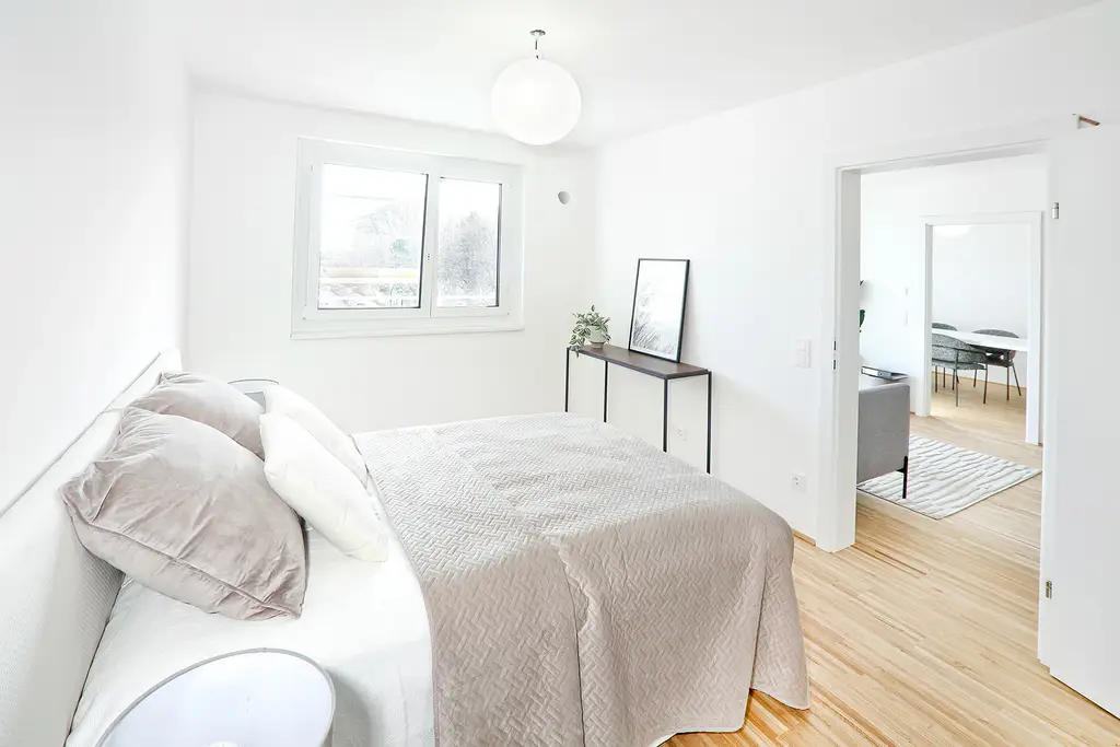 Ab April: Hoch hinaus | 2-Zimmer, Balkon, 9. Stock, Fußbodenheizung, Blick auf die Donaucity | FLO7