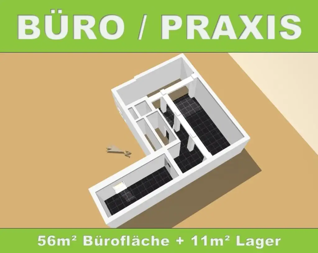 VERMIETET!!! 56 m² Büro / Praxis / Atelier / Massagestudio in Stadtlage
