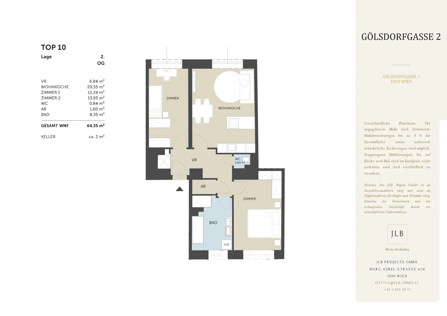 JLB Grundriss – Verkaufsplan Gölsdorfgasse 2 - Top 10