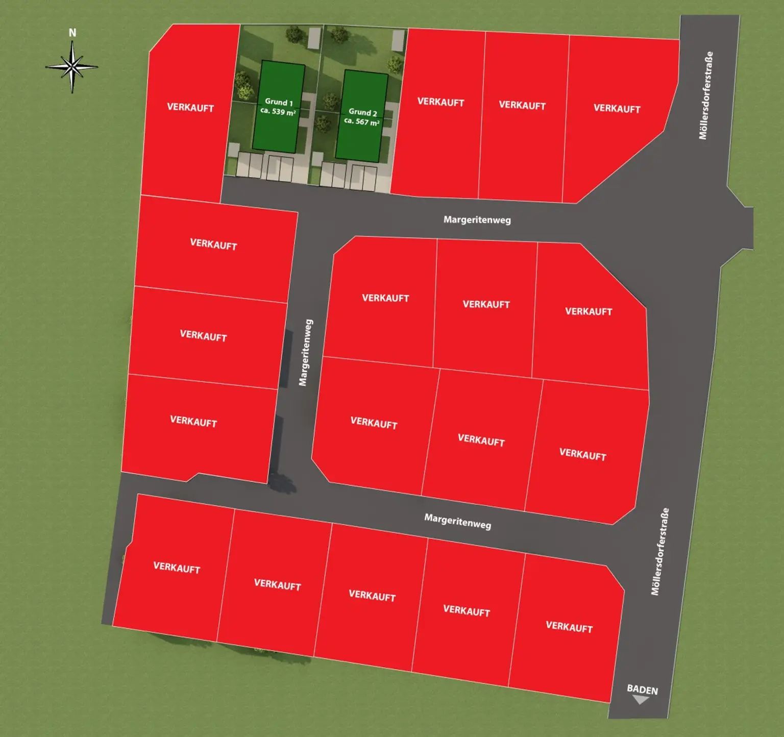 Aktueller Lageplan | ++ BAURECHTSGRUNDSTÜCKE ++ Nur noch 2 verfügbar | Prima Service Immobilien