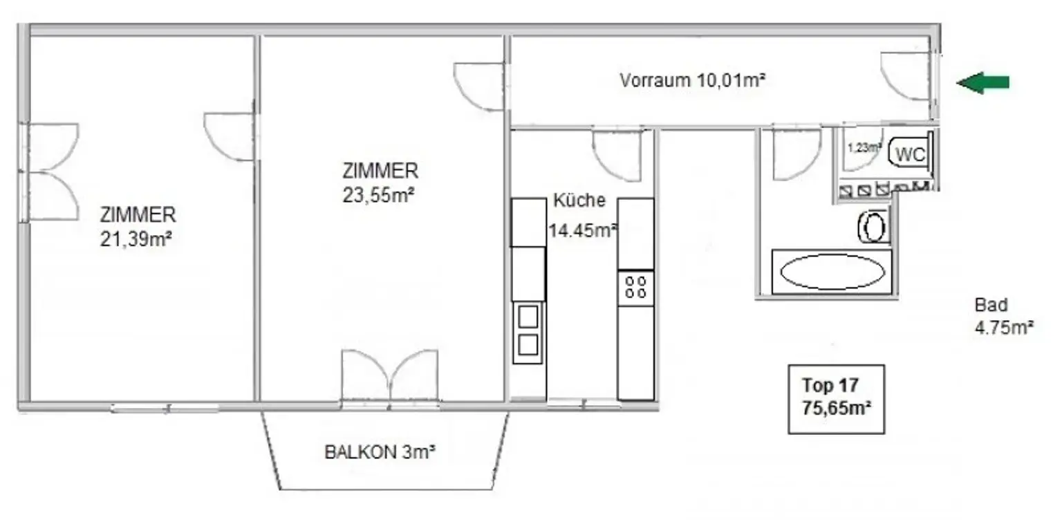 U4 U-Bahnstation I Oase der Ruhe im urbanen Umfeld I Lichtdurchflutete Wohnung mit Balkon in Innenhoflage und Grünblick