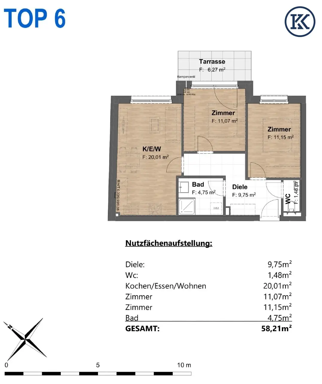 Etagenwohnung nahe Uno City