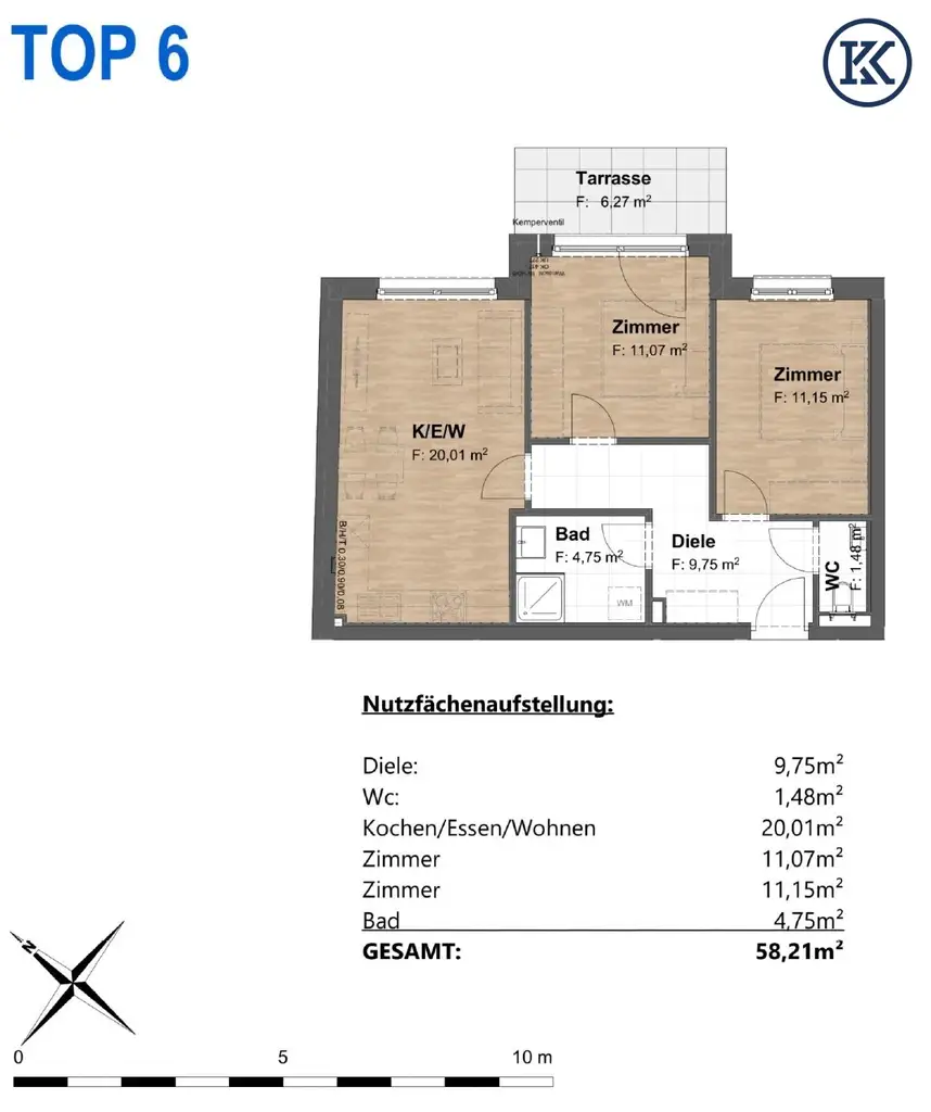 Etagenwohnung nahe Uno City