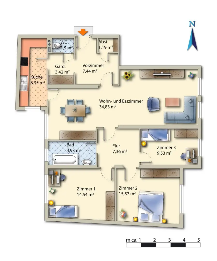 Grundriss-Skizze möbl