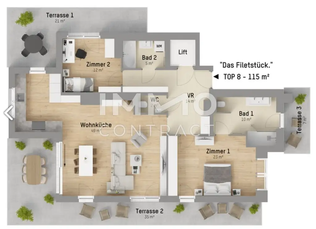 Wohnen mit Stil & Ruhe – 3 moderne Zimmer im Erstbezug