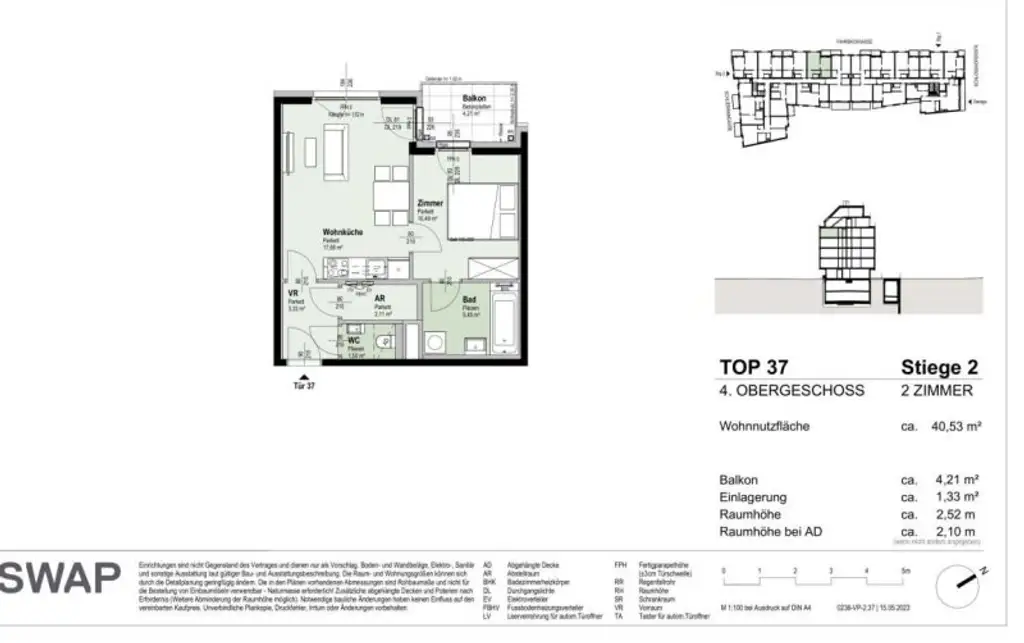 NEUBAU ERSTBEZUG! 2-Zimmer-Wohnung mit Balkon im 4. OG in 1210 Wien! Top 2/37