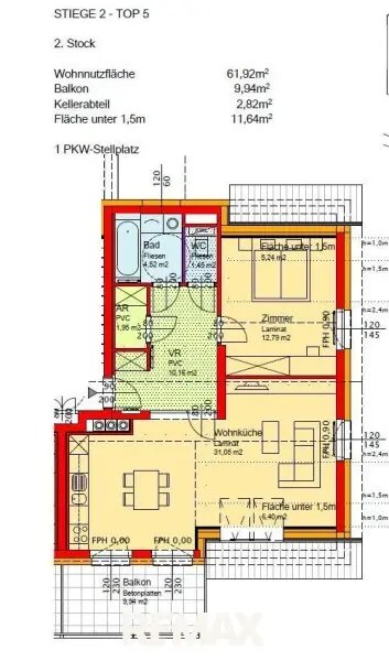 Grundriss Wohnung Stiege 2/Top 5