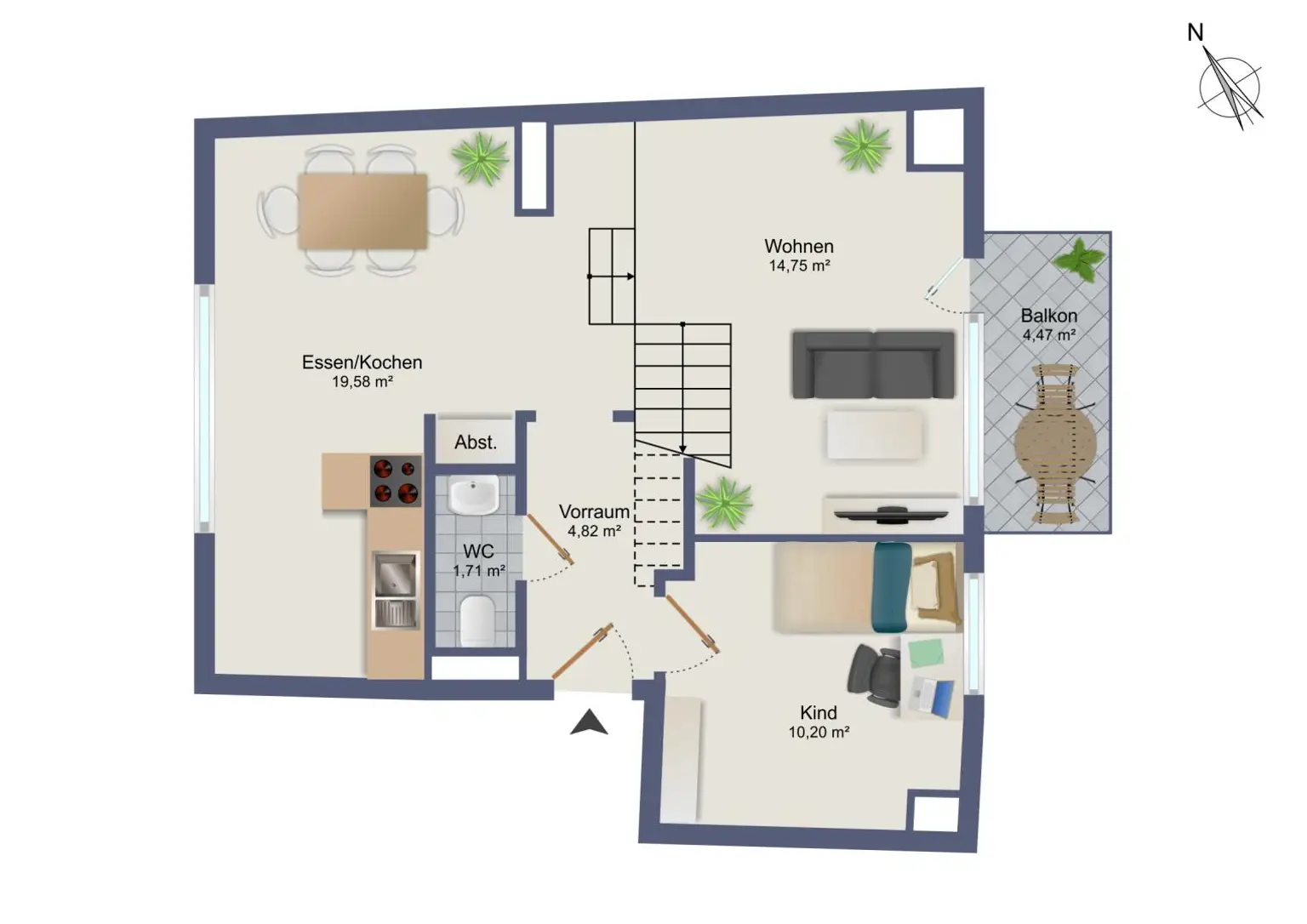 Charmante Maisonette-Wohnung mit Balkon und TG-Parkplatz