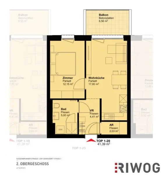 2 Zimmer - Top Neubauprojekt - Gerasdorf bei Wien - Ostbalkon