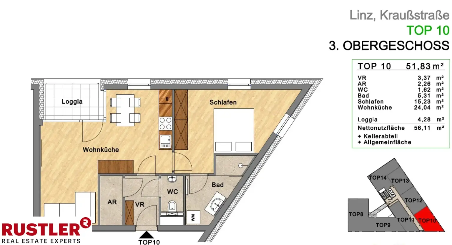 Helle 2-Zimmer-Wohnung mit Loggia und Top-Anbindung – ideal für Singles und Paare