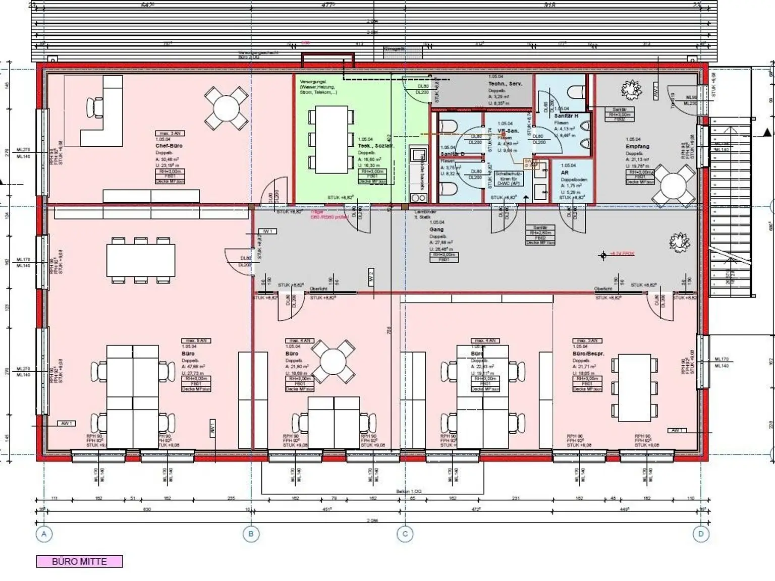 Grundrissplan Haus "Mitte" Büro OG 2