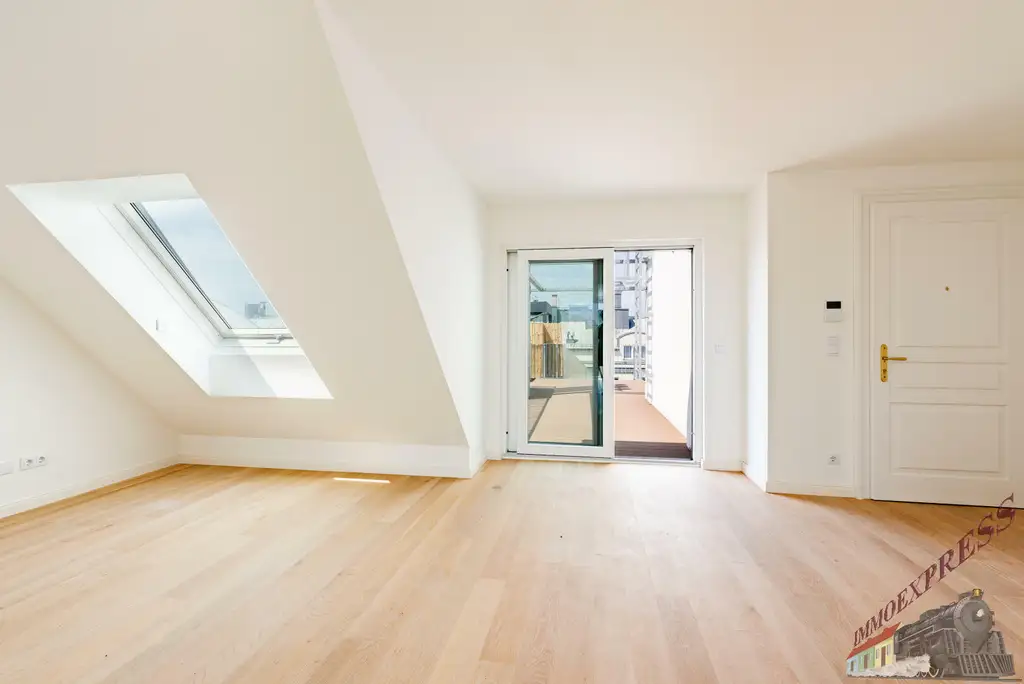 Erstbezug, Sonnendurchflutete 2-Zimmer Wohnung im Dachgeschoss + 33 m² Südwest-Dachterrasse!!