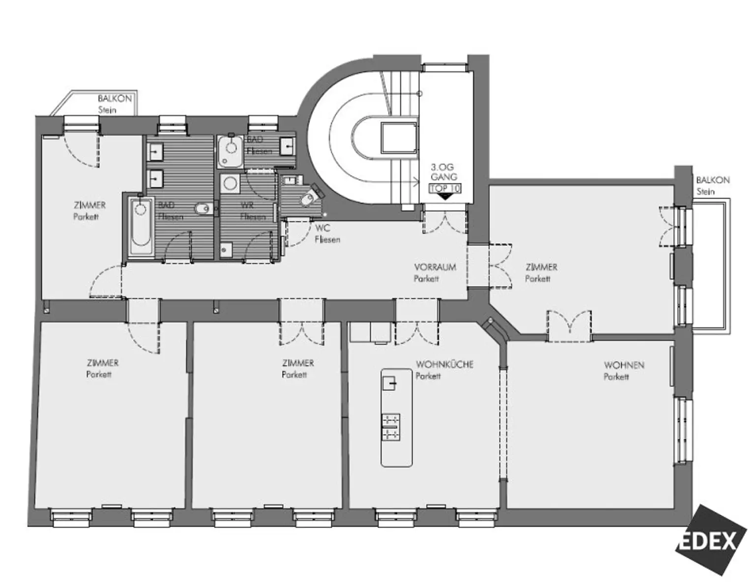 6-Zimmer Altbauwohnung mit Balkon und Klimaanlage in attraktiver Lage des 7. Bezirks