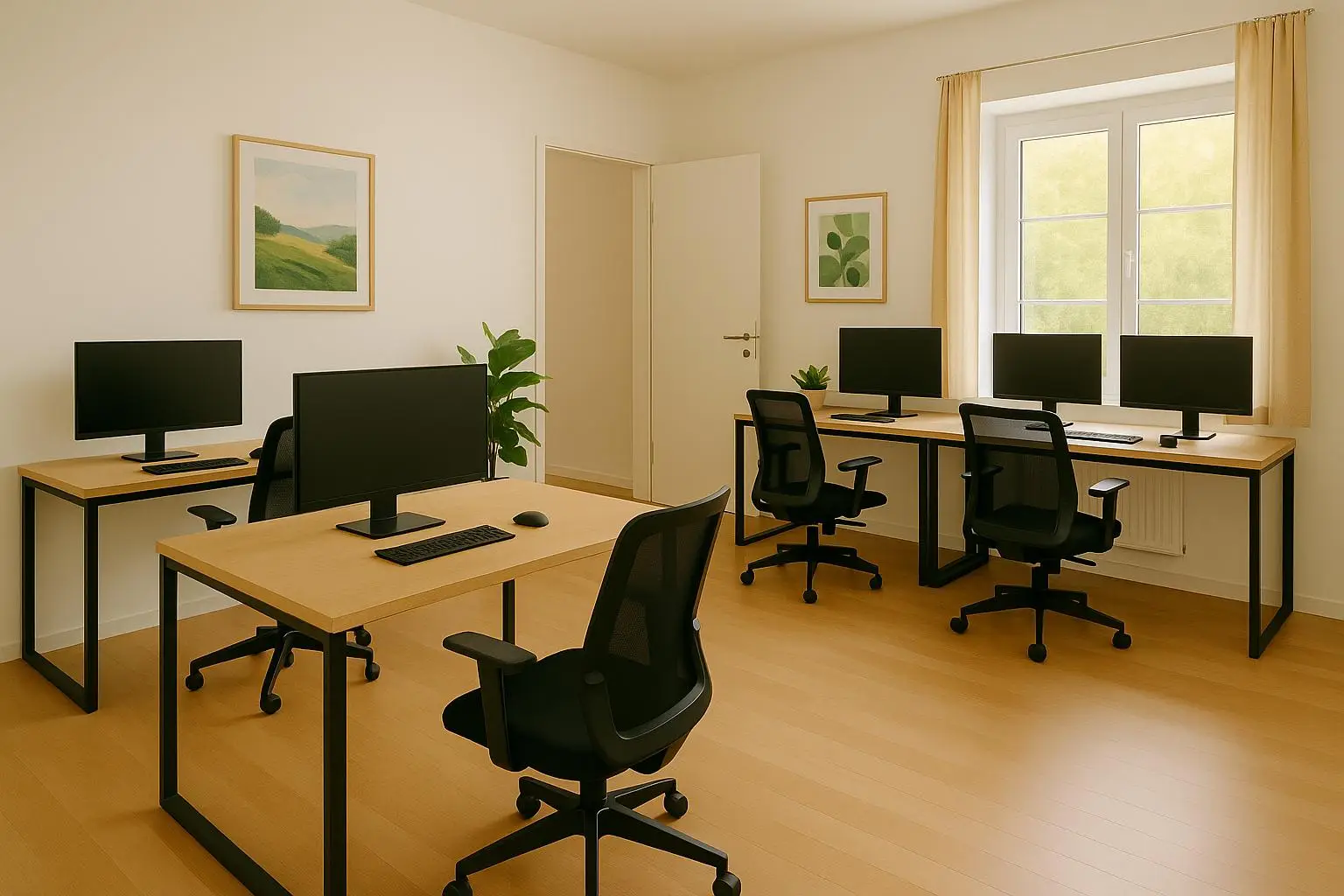 2 Rendering Büro für bis zu 5 Arbeitsplätze