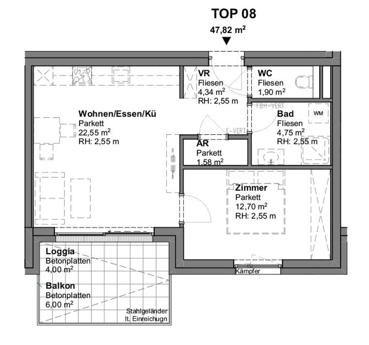 vermietete Anlegerwohnung 2-Zimmer-Wohnung - Top 8 provisionsfrei