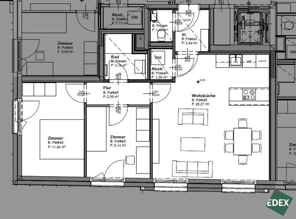 Schöne und moderne 3-Zimmer-Wohnung in Gersthof