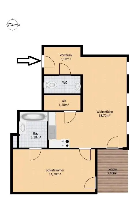 Kofferpacken und einziehen! Komplett ausgestattete 2 Zimmer Wohnung inkl. Garagenstellplatz