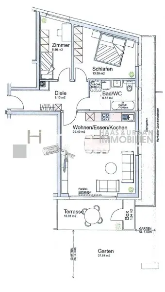 Moderne 3-Zimmer-EG-Wohnung mit Terrasse in zentraler Lage - inkl. TG-Stellplatz & Küche!