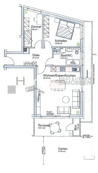 Moderne 3-Zimmer-EG-Wohnung mit Terrasse in zentraler Lage - inkl. TG-Stellplatz & Küche!