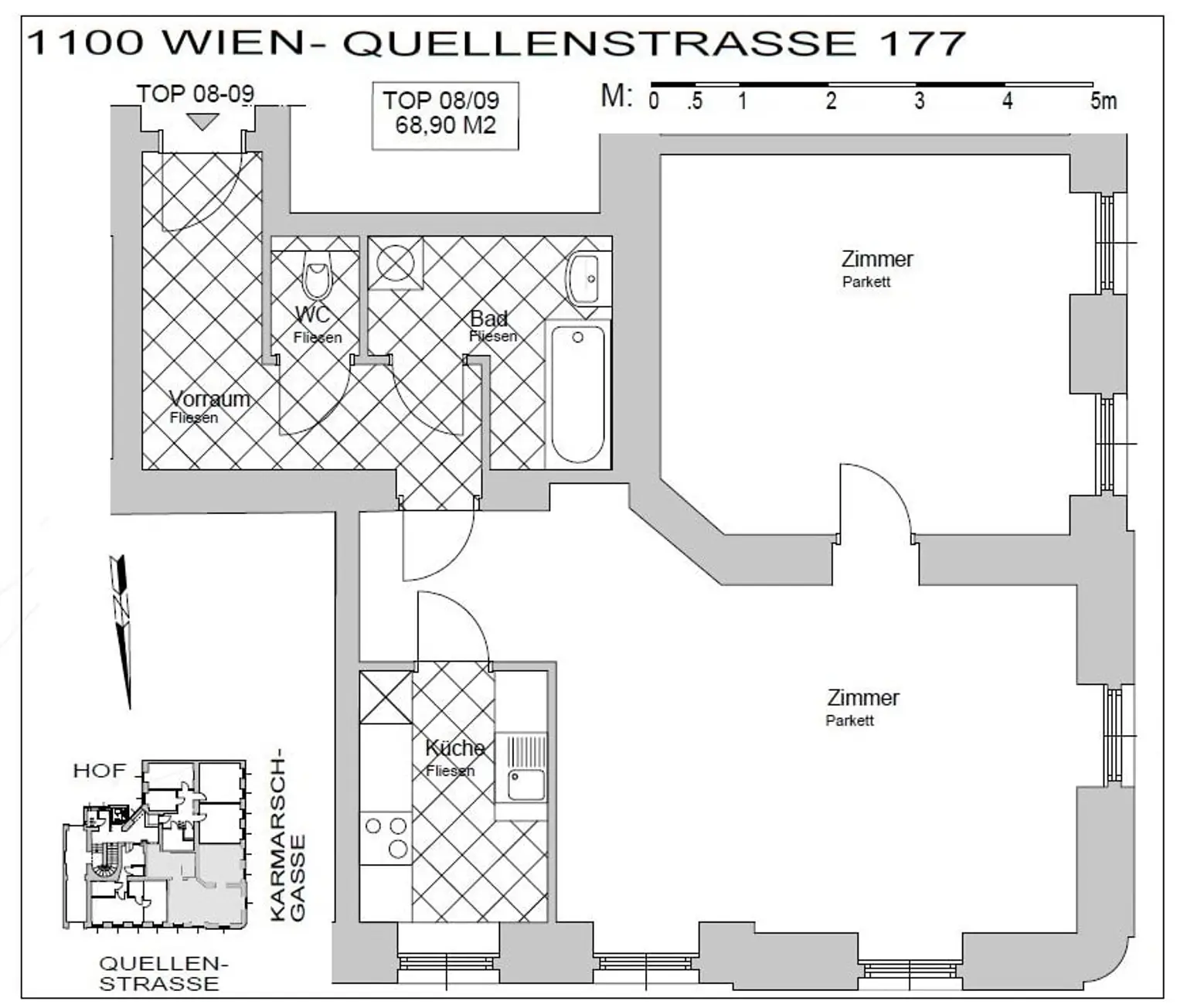 Befristet vermietete 2-Zimmer-Wohnung in Favoriten!
