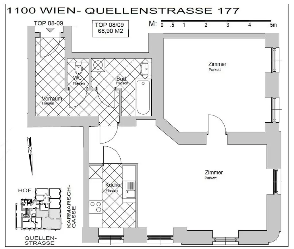 Befristet vermietete 2-Zimmer-Wohnung in Favoriten!