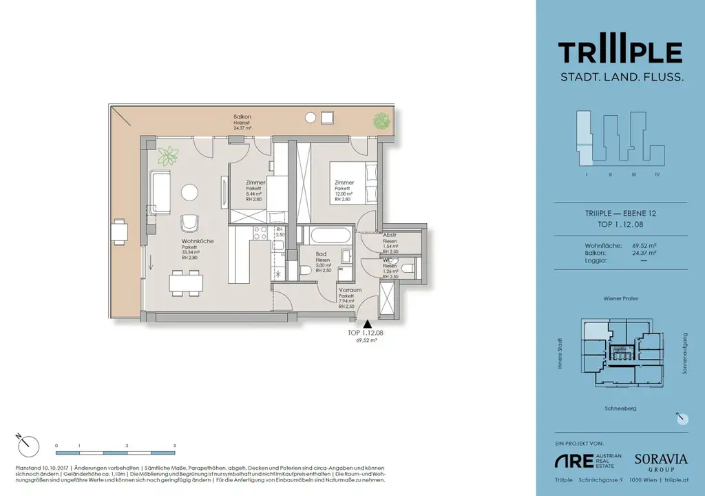 TOP-Ausblick: City mit Stephansdom, Donaukanal, Prater. Concierge, Party & BBQ Lounge, Pool usw.