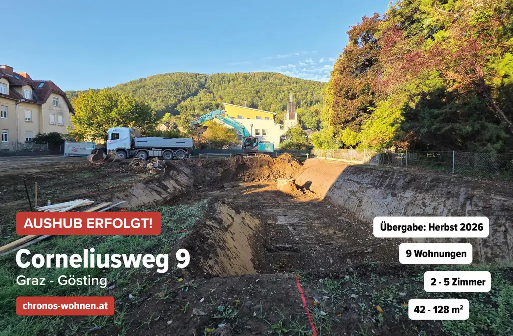 BAUBEGINN ERFOLGT! Neubauprojekt in Ruhelage in Gösting! 2-Zimmerwohnung mit SÜD-Balkon!