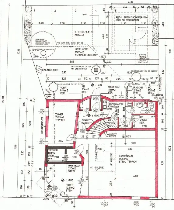 Grundriss EG, Plan Einfahrt und Stellplätze