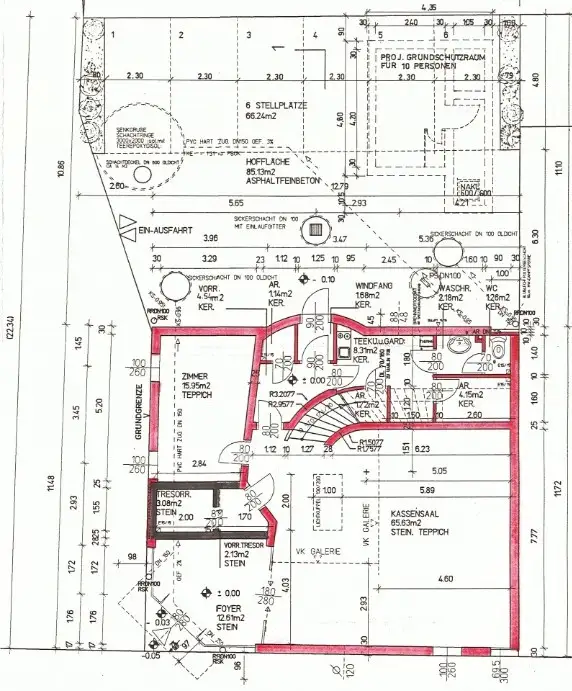 Grundriss EG, Plan Einfahrt und Stellplätze