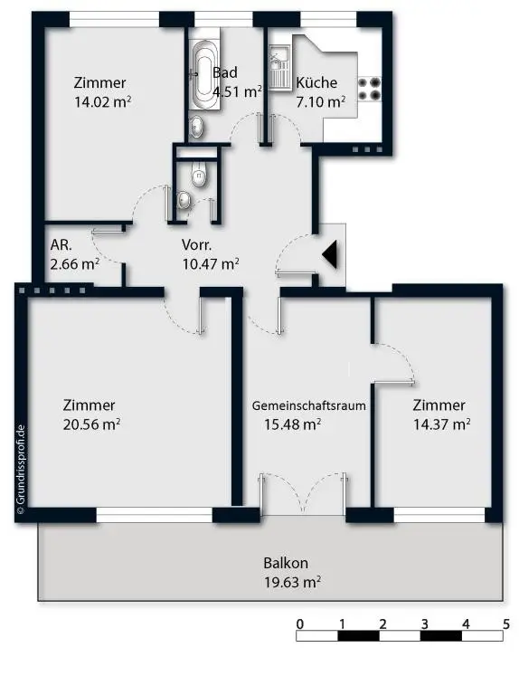 "Helle renovierte 4-Zimmerwohnung mit Balkon nahe dem Türkenschanzpark - WG-tauglich"