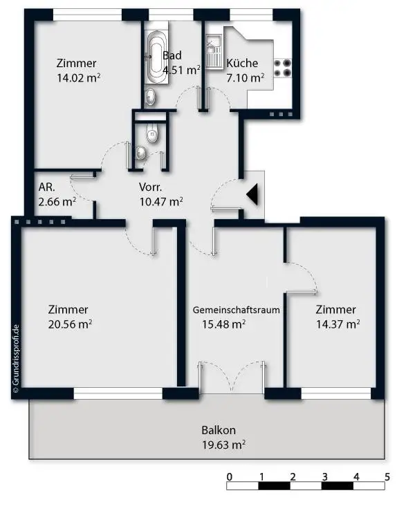 "Helle renovierte 4-Zimmerwohnung mit Balkon nahe dem Türkenschanzpark - WG-tauglich"