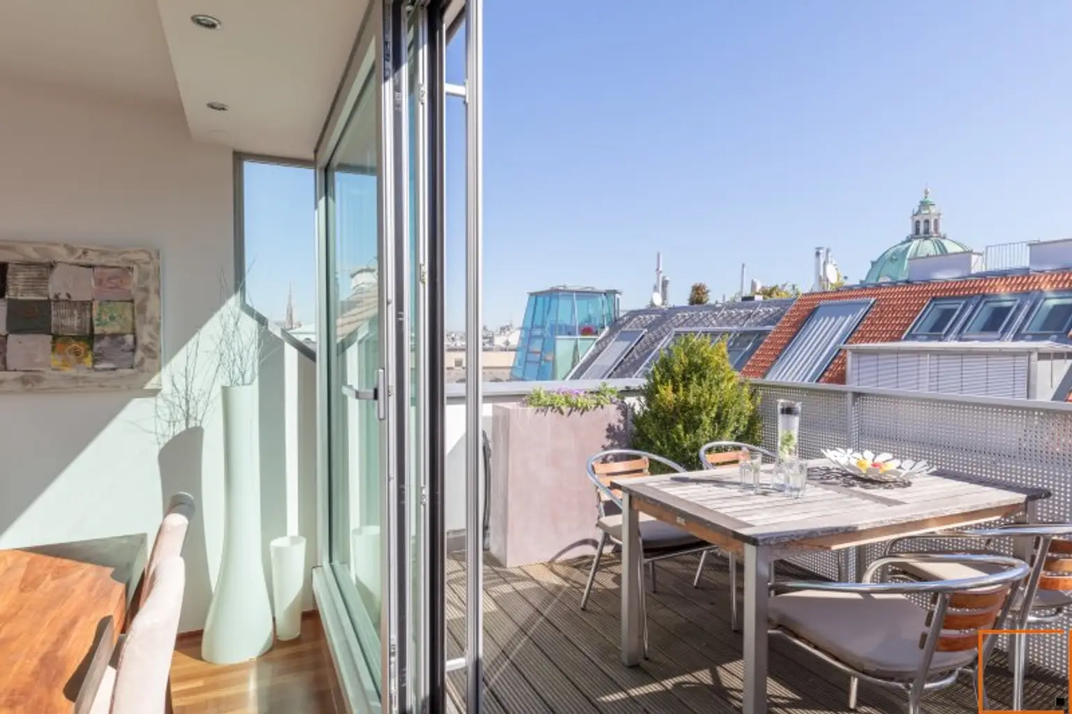 FULLY FURNISHED ROOFTOP APARTMENT:/ AC: Spacious living-dining area & 2 bedrooms