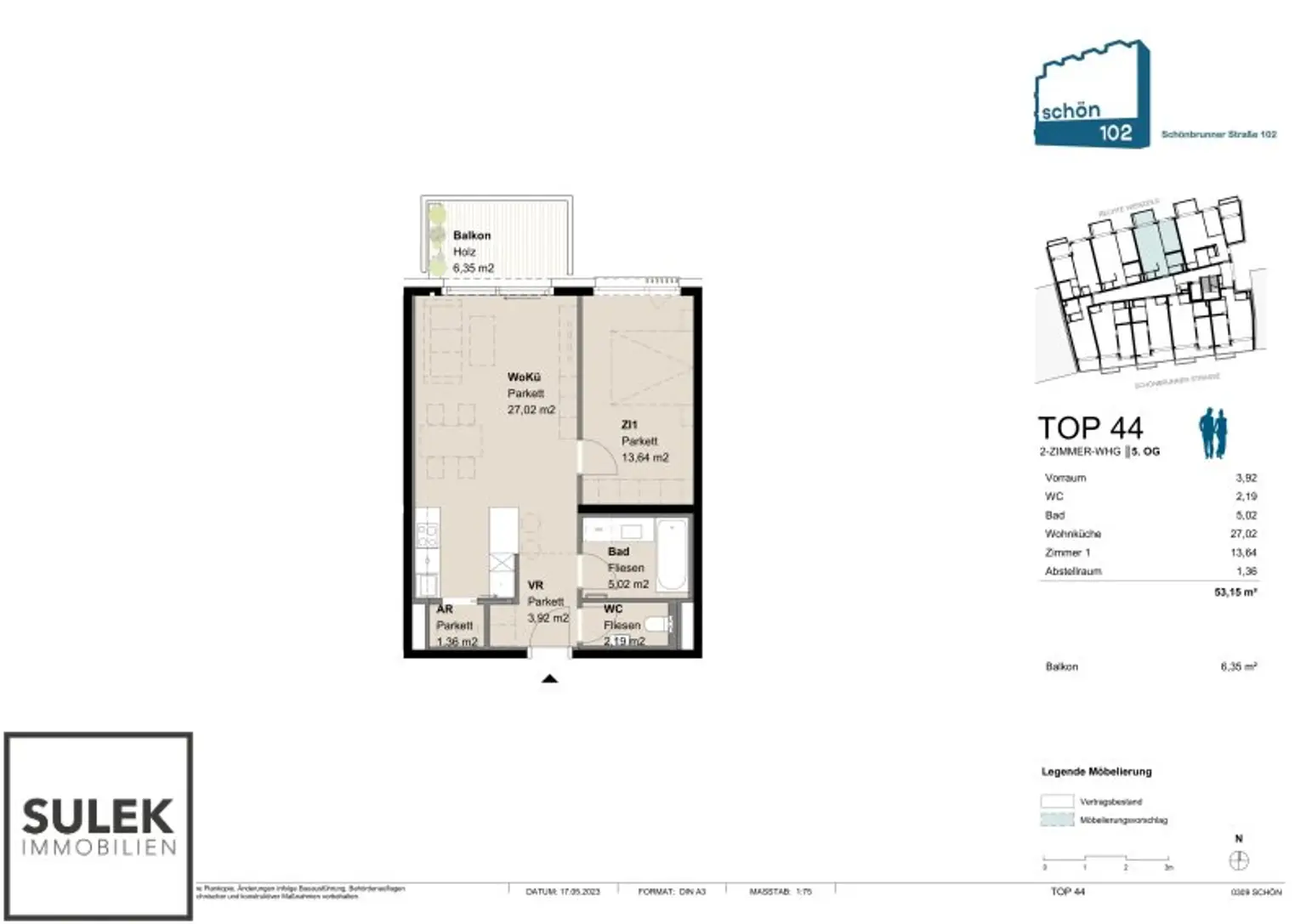 2 Zimmer Zweitbezugswohnung mit sonniger Loggia in wunderschönem Neubauprojekt "Schön102" nahe U4 - ab März 2026