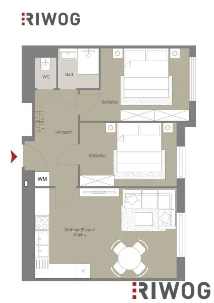 Voll möblierte Design Wohnung mit super 3-Zimmer Grundriss