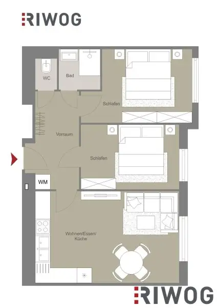 Voll möblierte Design Wohnung mit super 3-Zimmer Grundriss