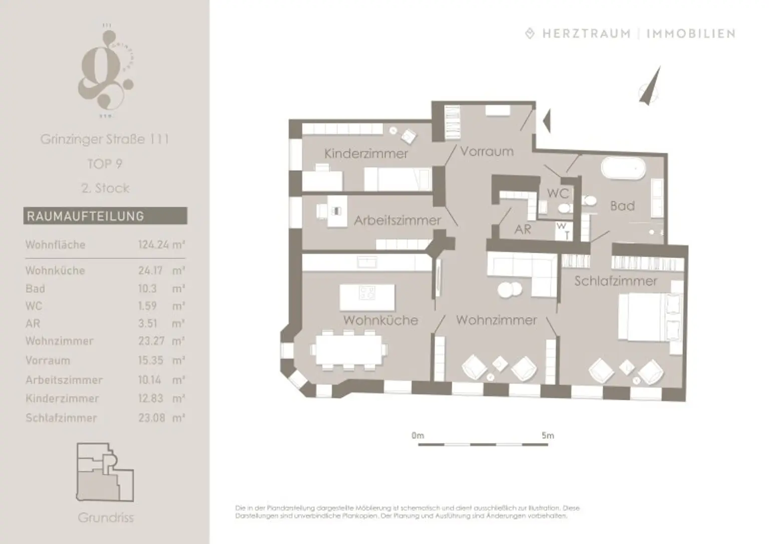 Wiener Altbaucharme mit Weitblick – Großzügige 124 m² Erkerwohnung im 19. Bezirk – PROVISIONSFREI
