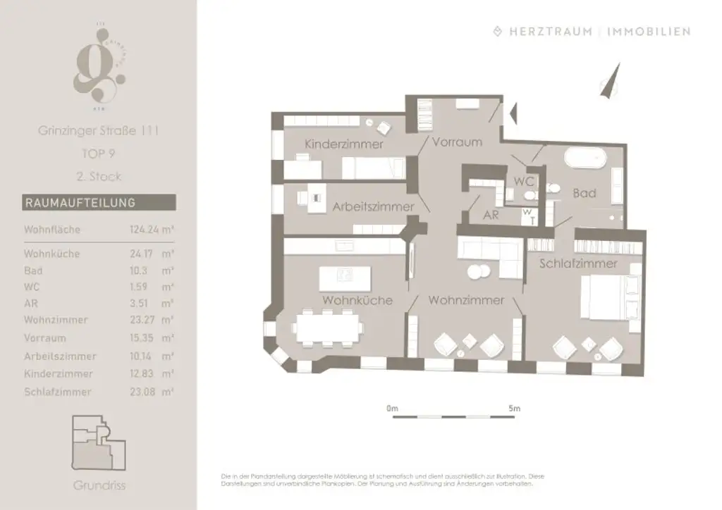Wiener Altbaucharme mit Weitblick – Großzügige 124 m² Erkerwohnung im 19. Bezirk – PROVISIONSFREI