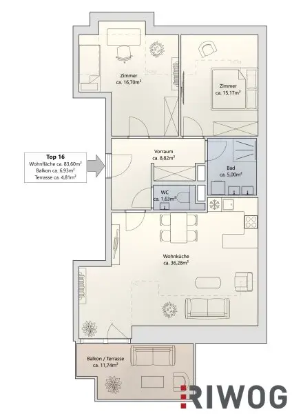 ERSTBEZUG | DG-Terrassenwohnung mit 3 Zimmern | über 3m Raumhöhe | Klima & Luftwärmepumpe | Tiefgaragenplatz