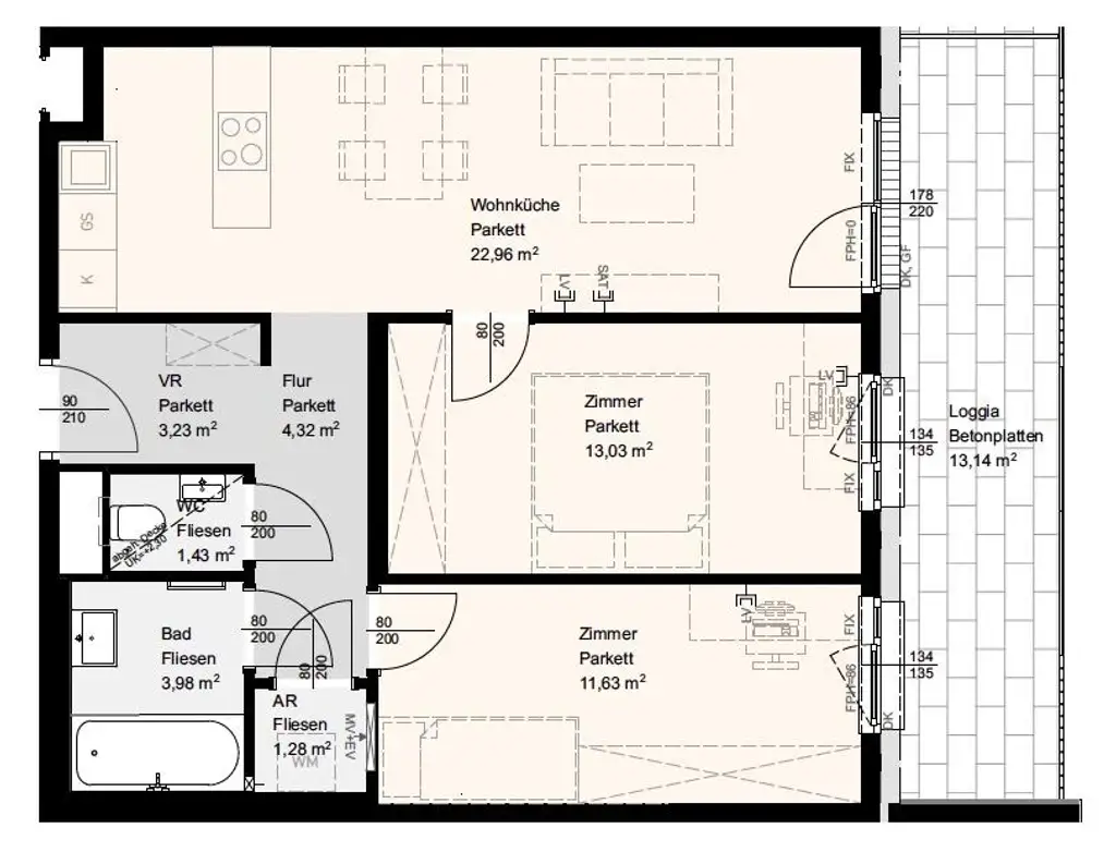 DEMNÄCHST zu besichtigen/Wien Hauptbahnhof/ Stockerau in nur 40 Minuten..., 3 sonnige Zimmer plus Loggia