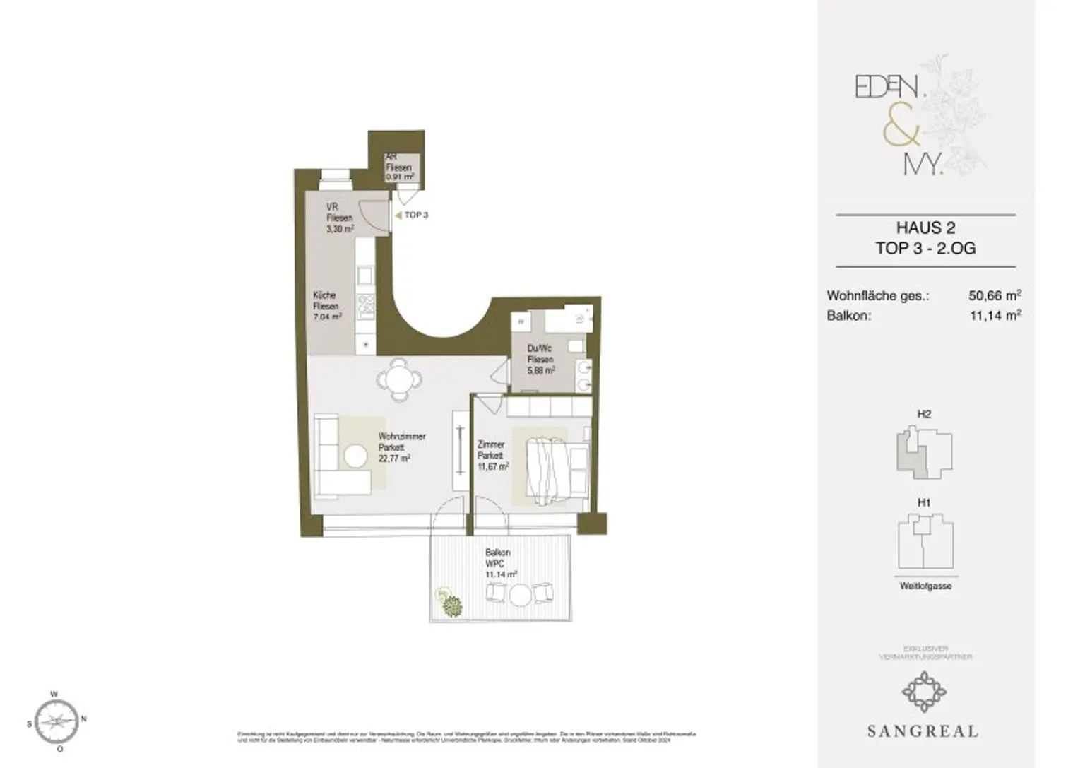 EDEN & IVY - MODERNE 2-ZIMMER-WOHNUNG MIT BALKON IN RUHELAGE