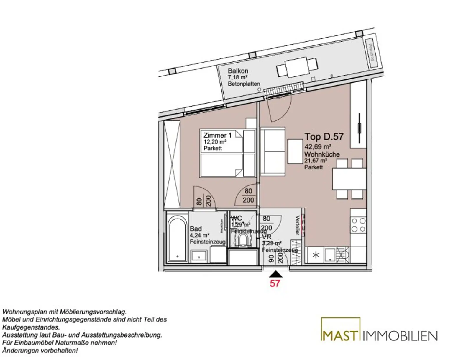 Wieder verfügbar! Provisionsfreie 2-Zimmer Wohnung im 8. Stock