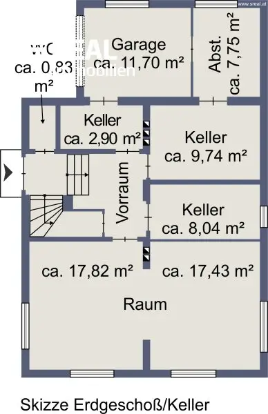 Skizze Erdgeschoss/Keller
