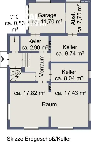 Skizze Erdgeschoss/Keller