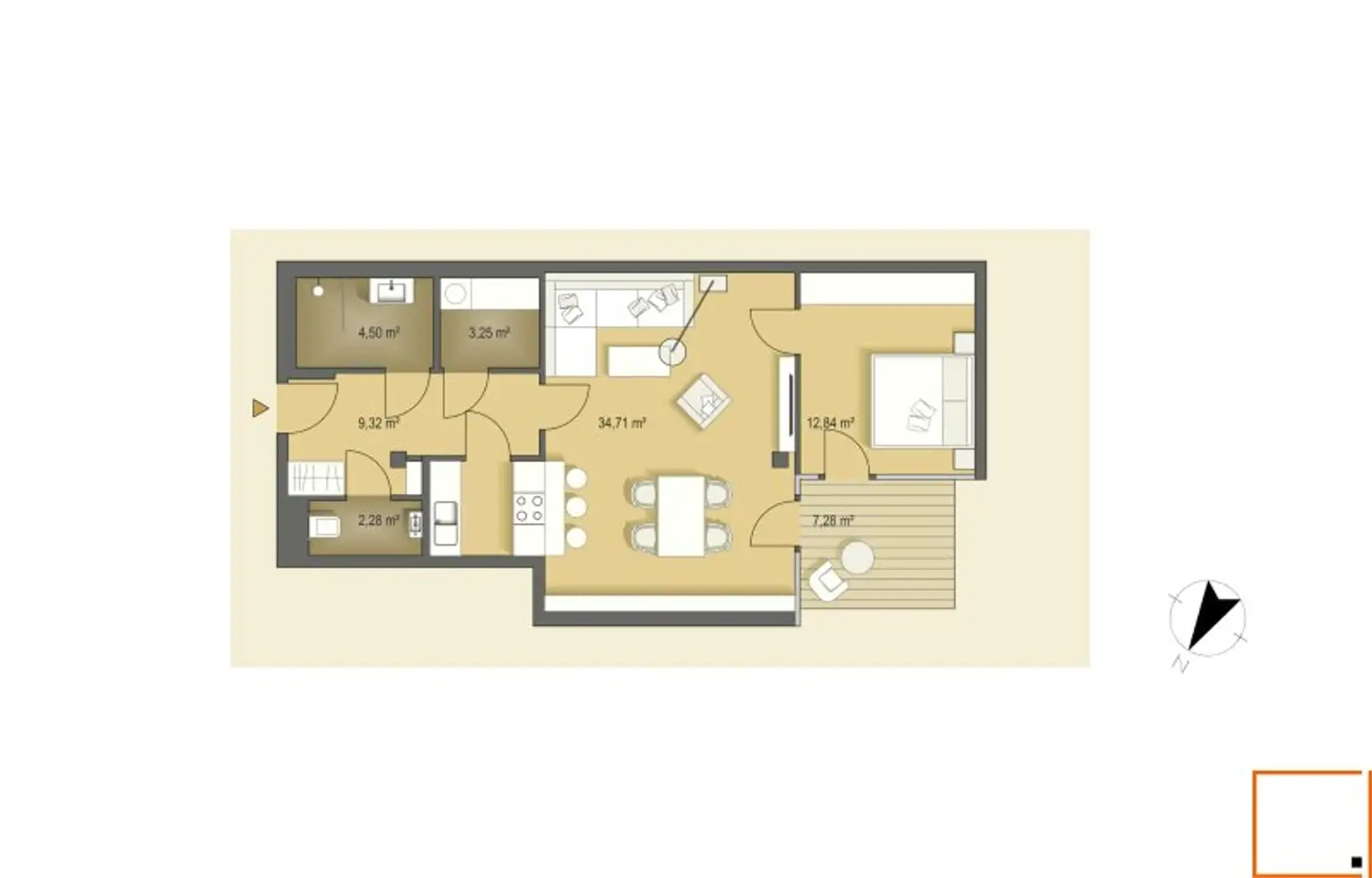 Stadtpark: Tolles Neubauapartment mit Loggia - Conciergeservice inklusive