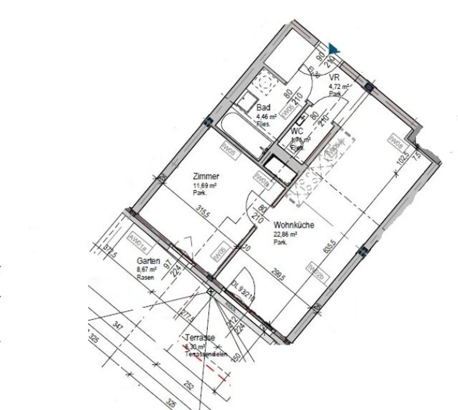 2 Zimmer mit Terrasse und Garten