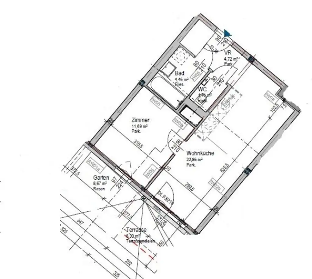 2 Zimmer mit Terrasse und Garten