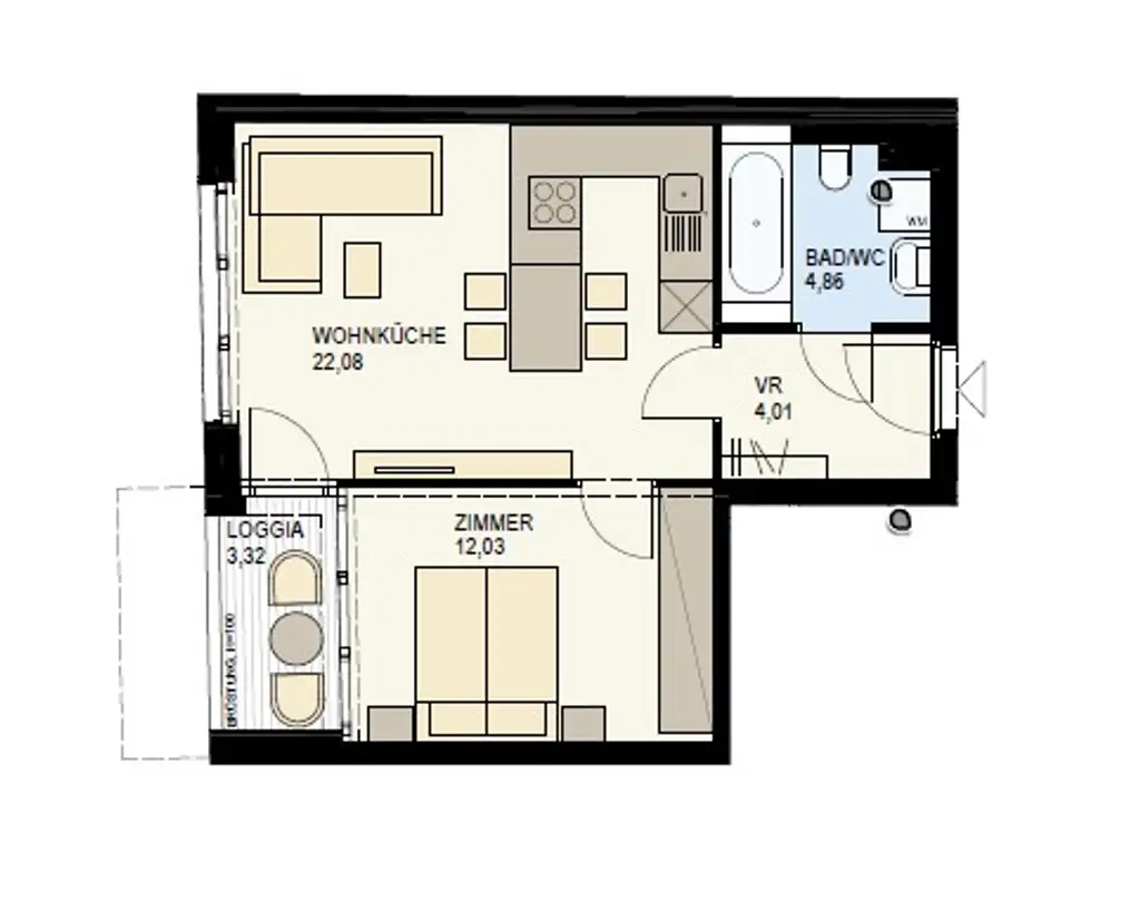PÄRCHENHIT: 2-ZIMMER MIT LOGGIA