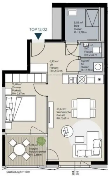 U-Bahn U1 Kagran - Sauna - Loggia - Fitnessraum - Deckenkühlung - Pool am Dach